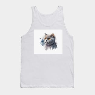 British Shorthair Cat Watercolour Painting Tank Top